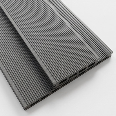 Grey grooved decking boards