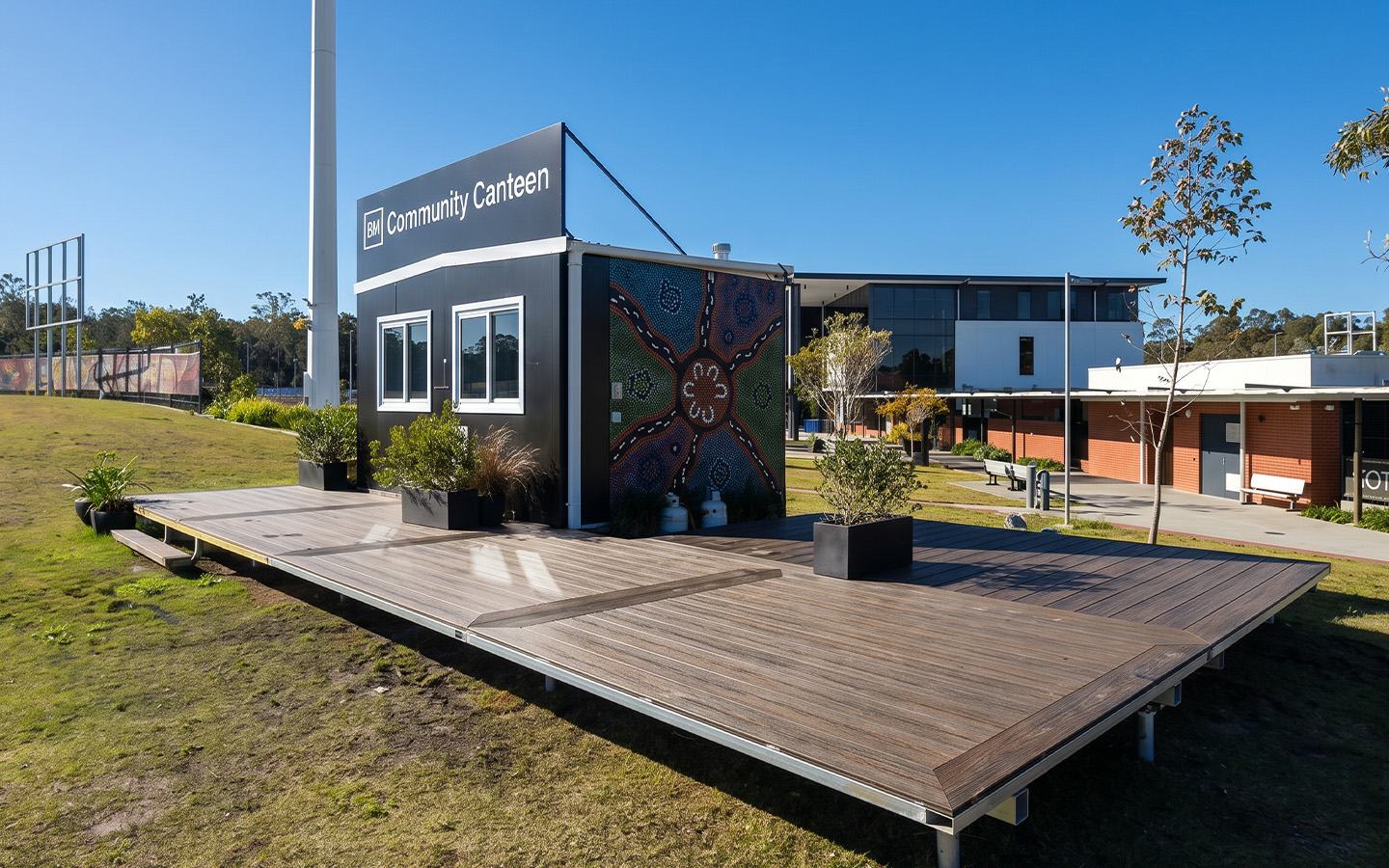 Modular canteen building exterior